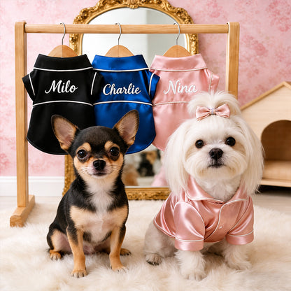 Personalized Luxury Satin Dog Pajamas With Name