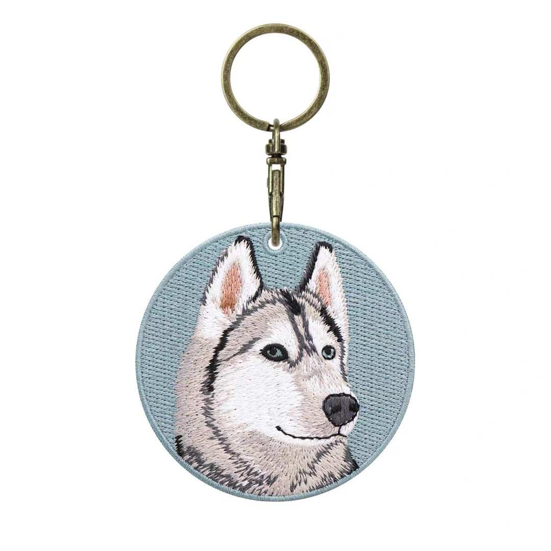 Personalized Custom Embroidered Pet Portrait Keychain