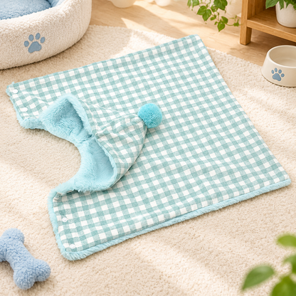 Personalized Plaid Hooded Pet Cape with Pompom