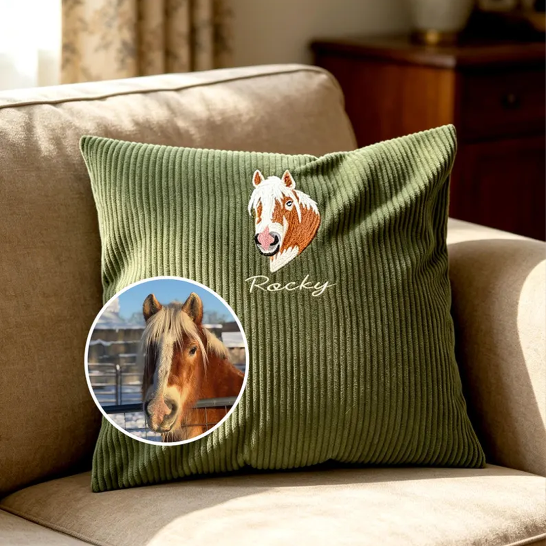 Custom Embroidered Pet Portrait Pillow