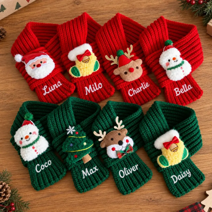 Personalized Knit Christmas Pet Scarf