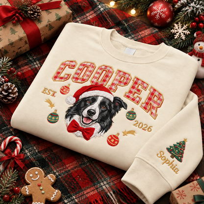 Custom Gingham Letter Pet Portrait Christmas Sweatshirt
