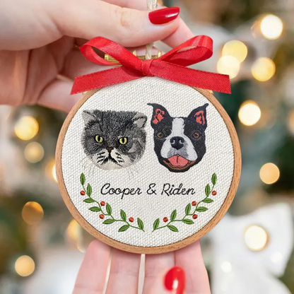 Custom Two-Pet Realistic Portrait Ornament