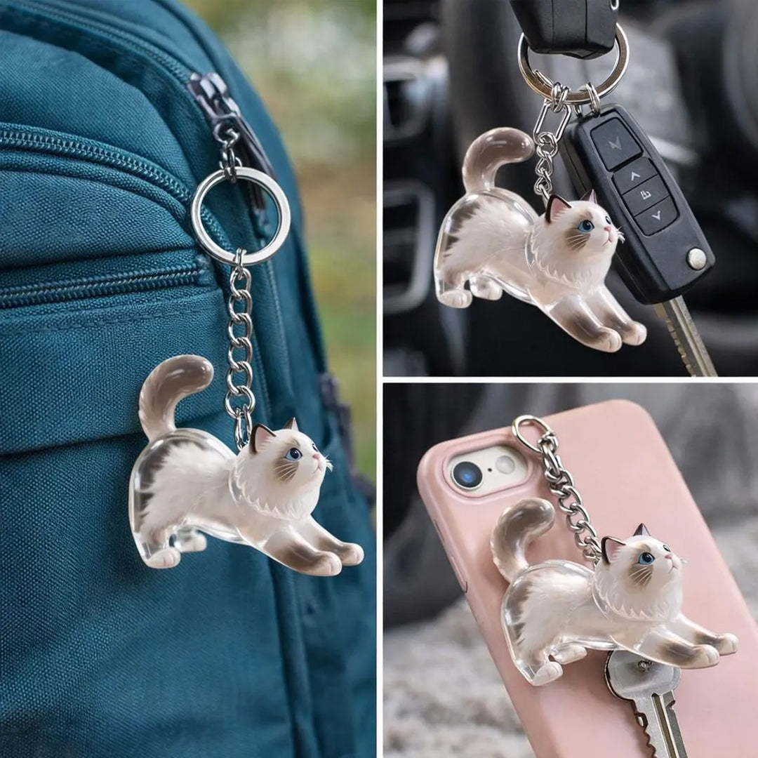 Personalized Cat Fur Memorial Keychain