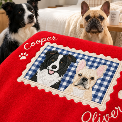 Custom Gingham Pet Portrait Mock Neck Sweatshirt