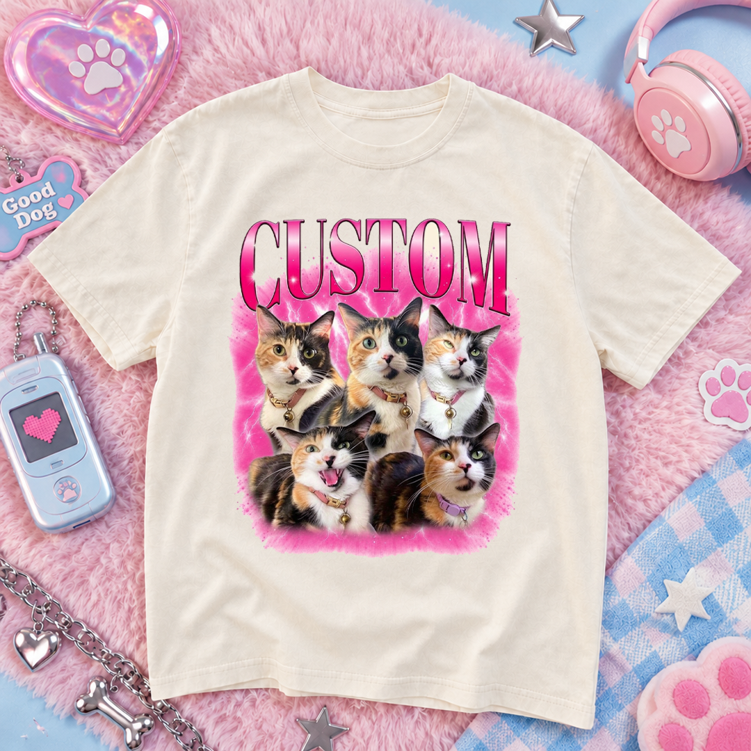 Custom Big Name Pet Portrait Washed T-Shirt
