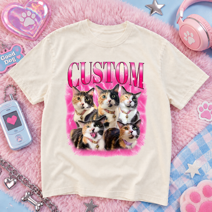 Custom Big Name Pet Portrait Washed T-Shirt