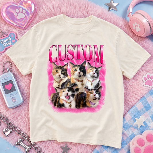Custom Big Name Pet Portrait Washed T-Shirt