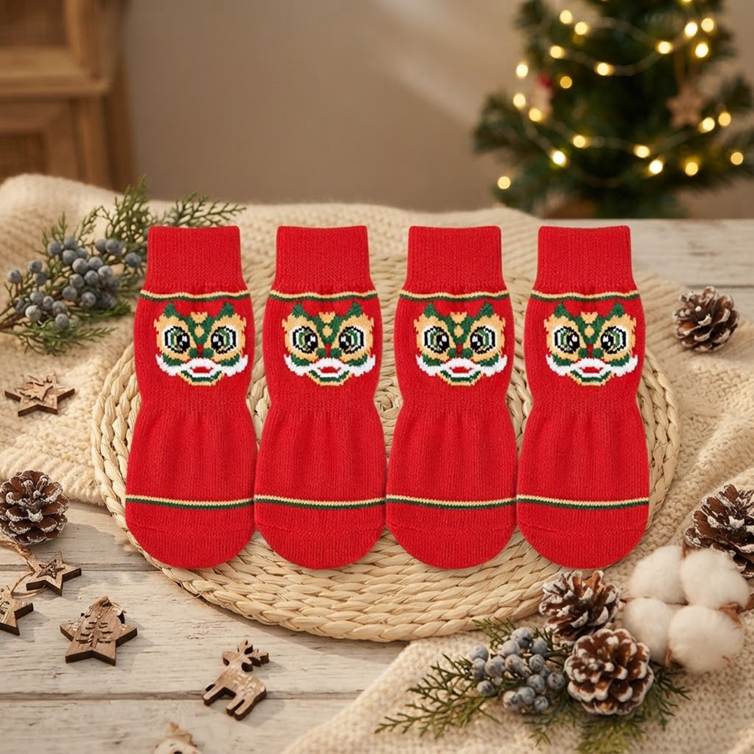 Christmas Dog Socks with Straps
