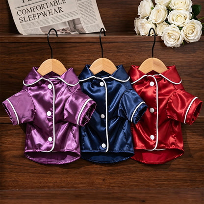 Personalized Embroidery Custom Faux Silk Pet Pajamas