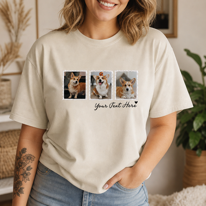 Custom Photo Stamp Pet Portrait Washed T-Shirt