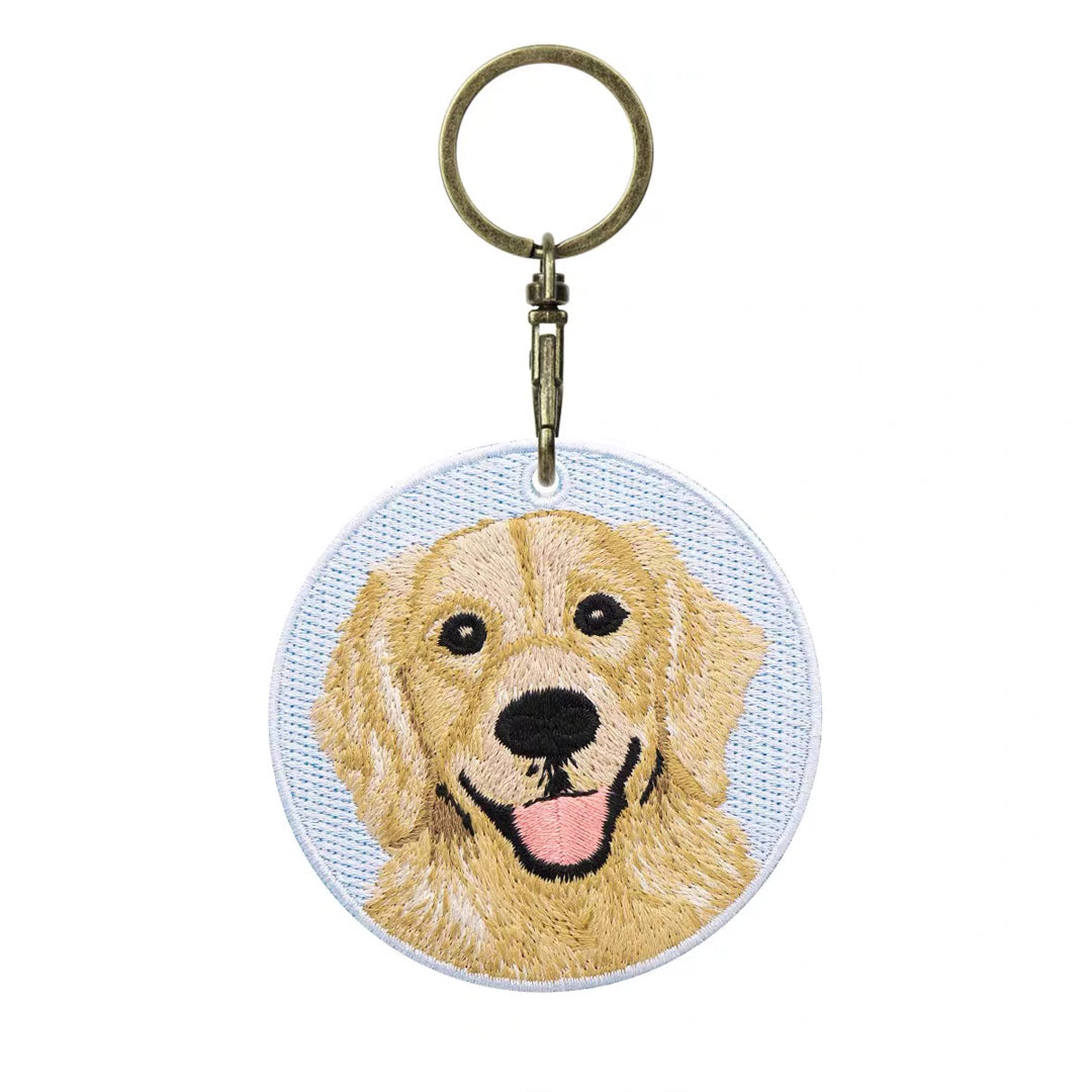 Personalized Custom Embroidered Pet Portrait Keychain