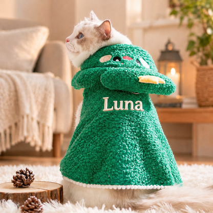 Personalized Christmas Sherpa Hooded Pet Cape