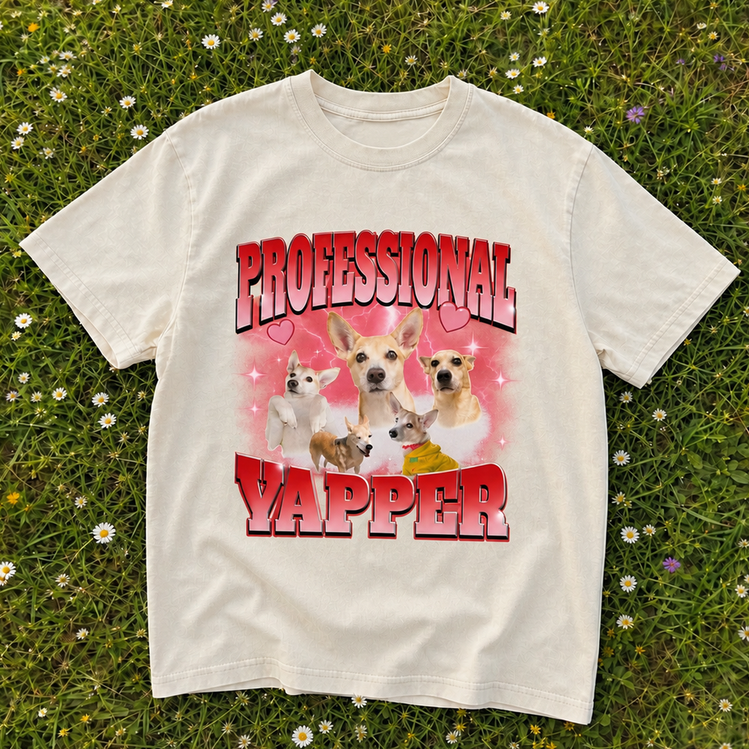 Custom Professional Yapper Pet Portrait Washed T-Shirt