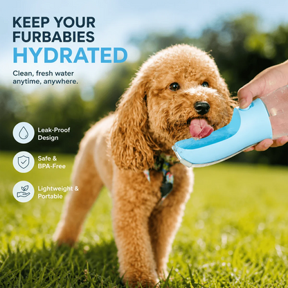 3-in-1 Dog Water Bottle with Food Cup & Bag Holder
