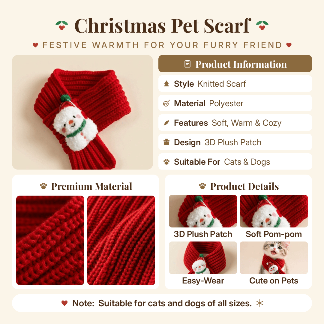 Personalized Knit Christmas Pet Scarf