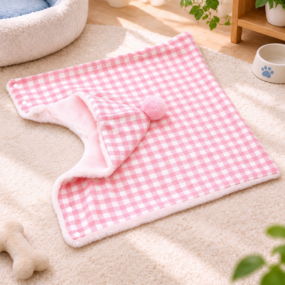 Personalized Plaid Hooded Pet Cape with Pompom