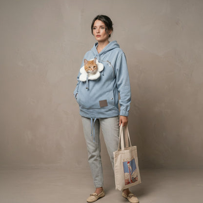Puptailor Personalized Blue Denim Pet Carrier Hoodie