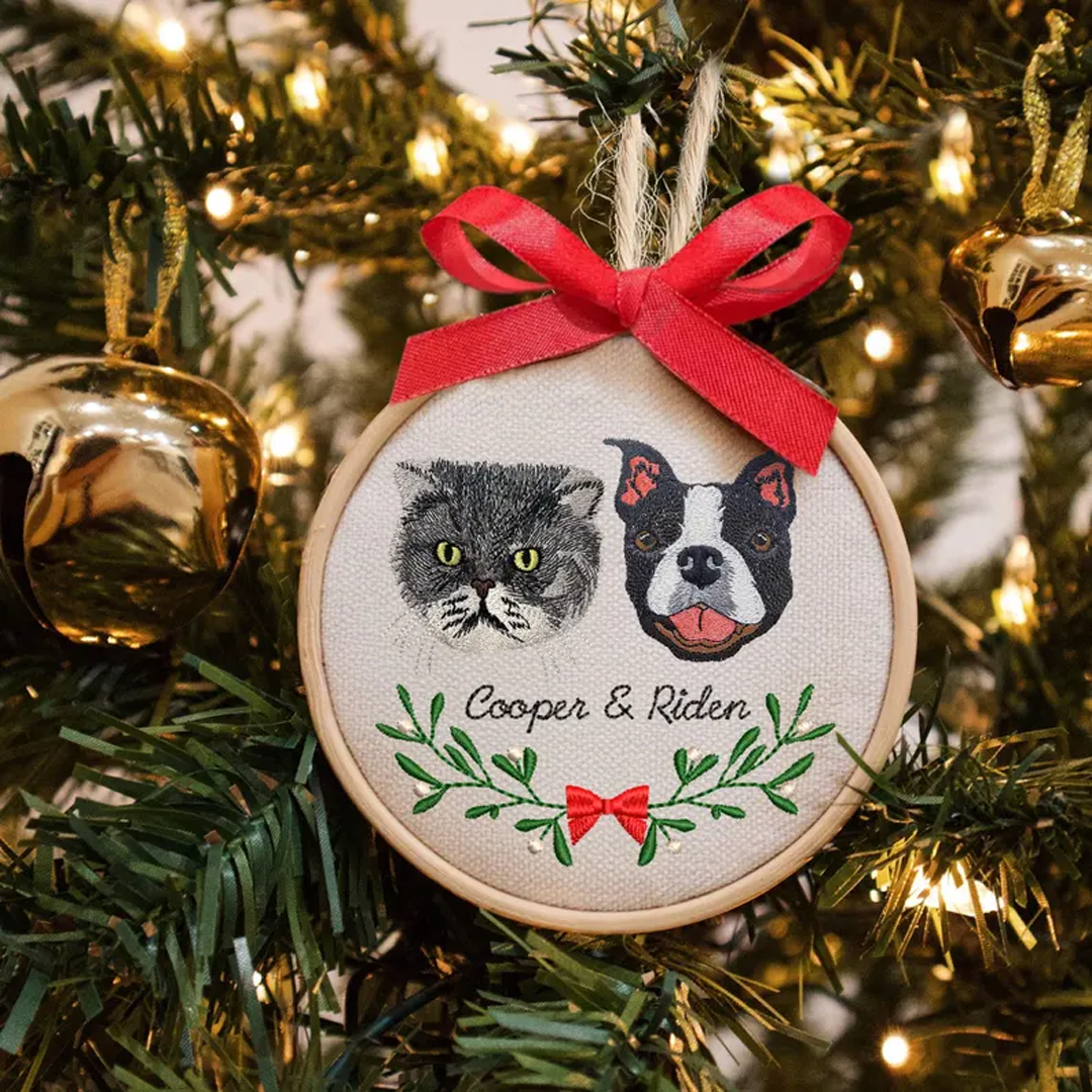 Custom Two-Pet Realistic Portrait Ornament
