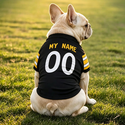 Puptailor Personalized Pittsburgh Dog T-Shirt Jersey with Name and Number Gifts