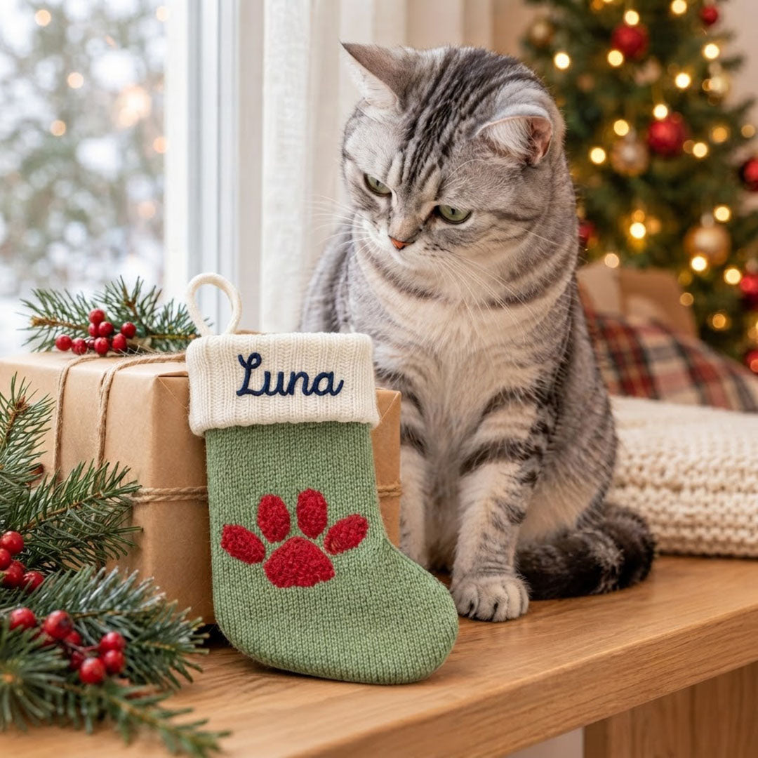 Personalised Pet Christmas Stocking with Embroidered Name