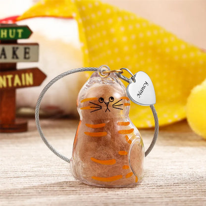 Personalized Cat Fur Memorial Keychain