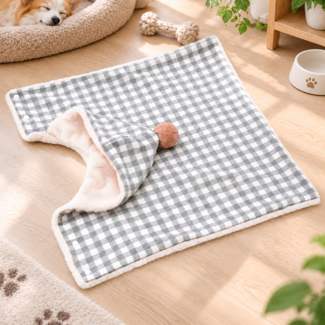Personalized Plaid Hooded Pet Cape with Pompom