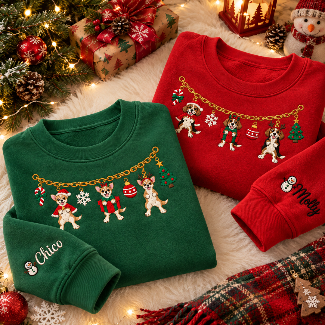 Personalized Dog Garland Christmas Sweatshirt