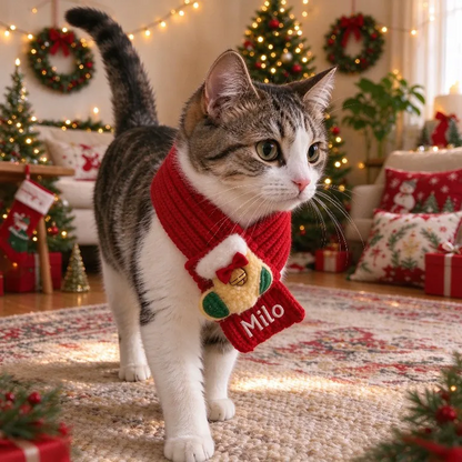 Personalized Knit Christmas Pet Scarf
