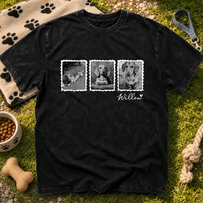 Custom Photo Stamp Pet Portrait Washed T-Shirt