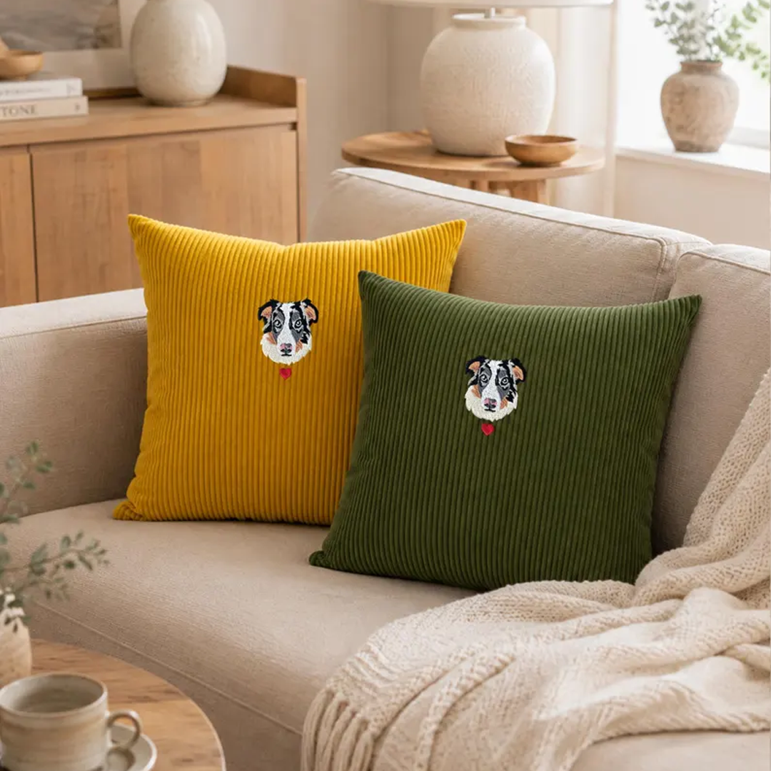 Custom Embroidered Pet Portrait Pillow