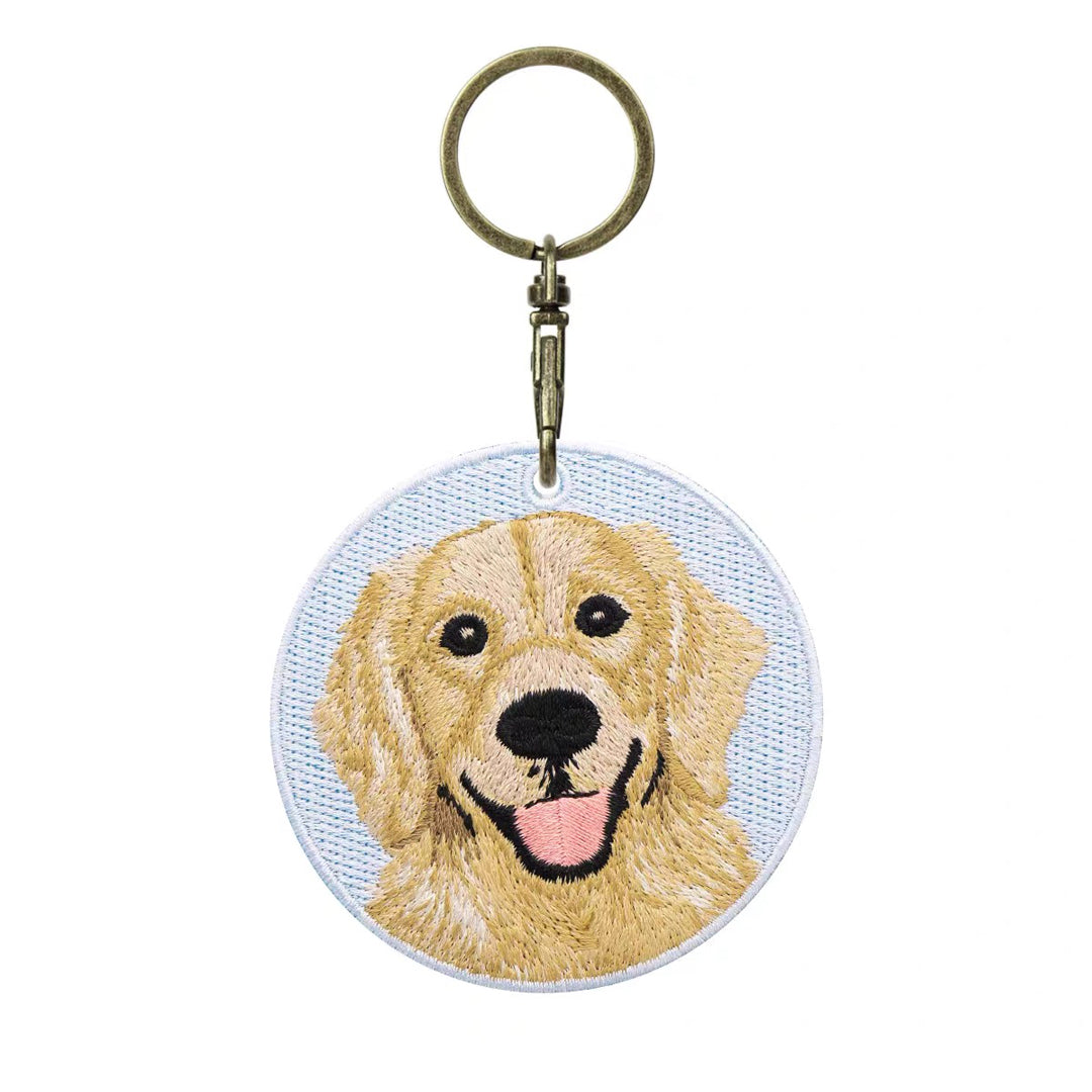 Personalized Custom Embroidered Pet Portrait Keychain
