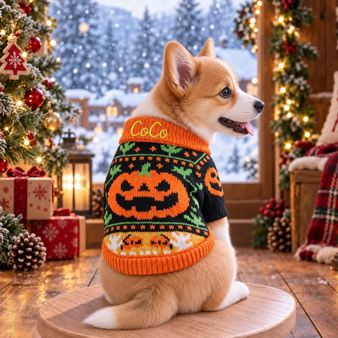 Personalized Holiday Knit Pet Sweater