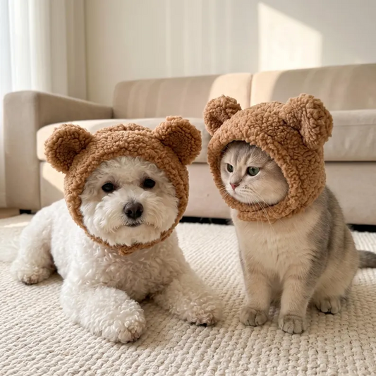 Bear Ear Fleece Pet Bonnet