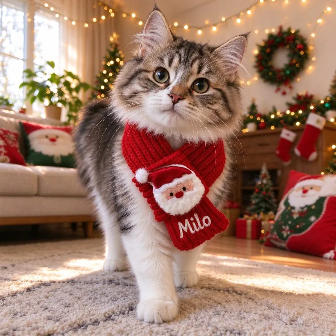 Personalized Knit Christmas Pet Scarf