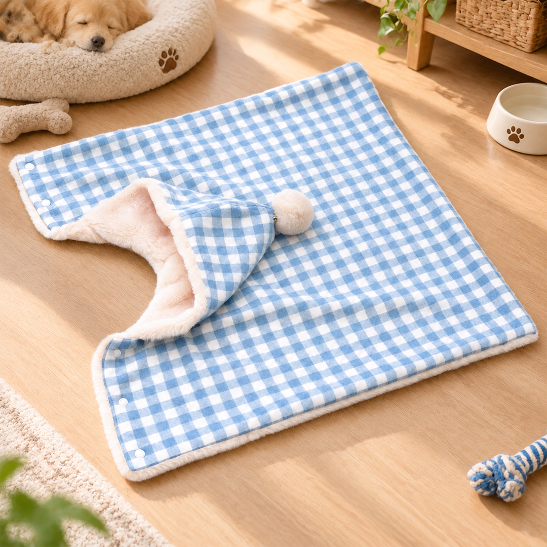 Personalized Plaid Hooded Pet Cape with Pompom