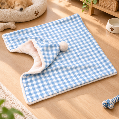 Personalized Plaid Hooded Pet Cape with Pompom