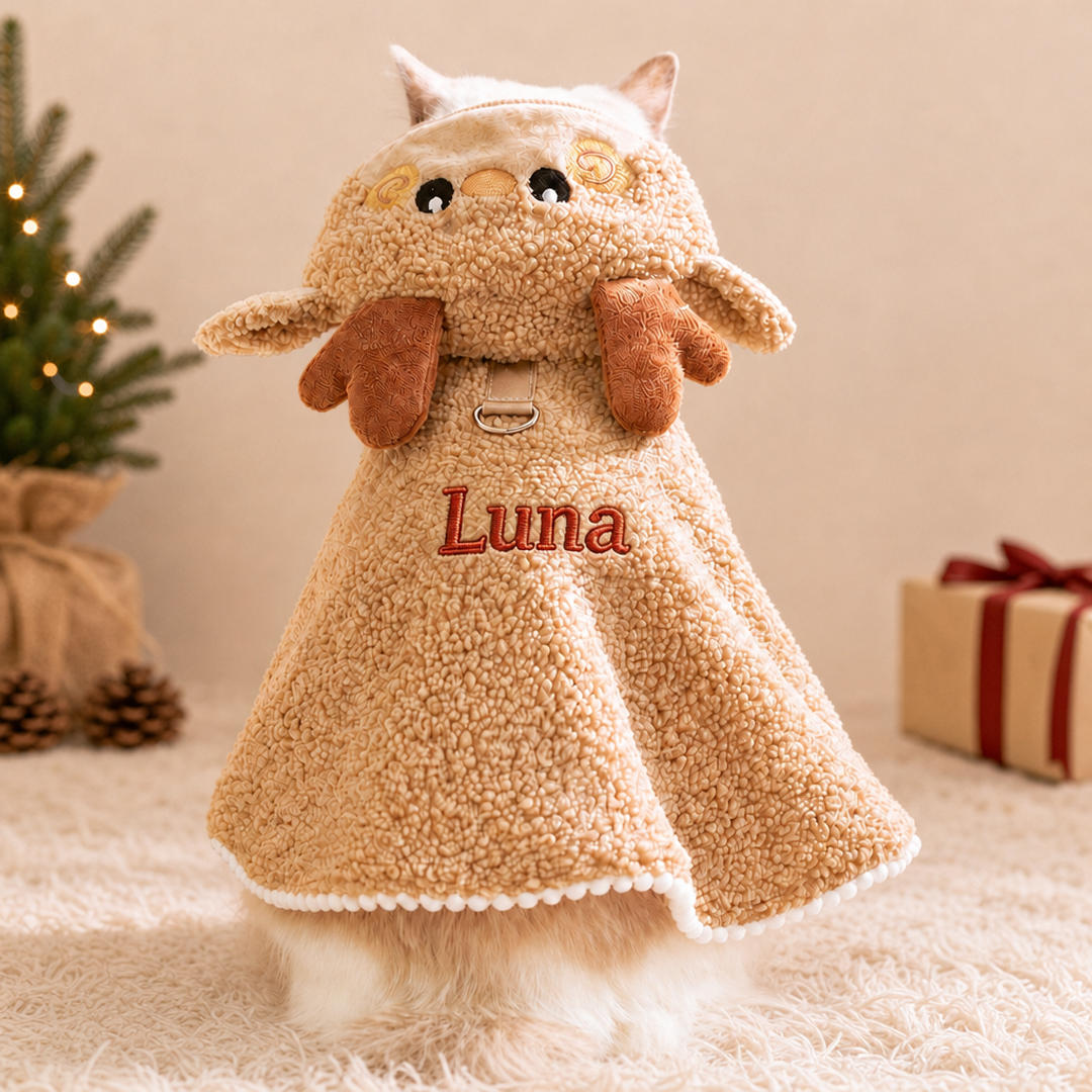 Personalized Christmas Sherpa Hooded Pet Cape