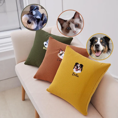 Custom Embroidered Pet Portrait Pillow