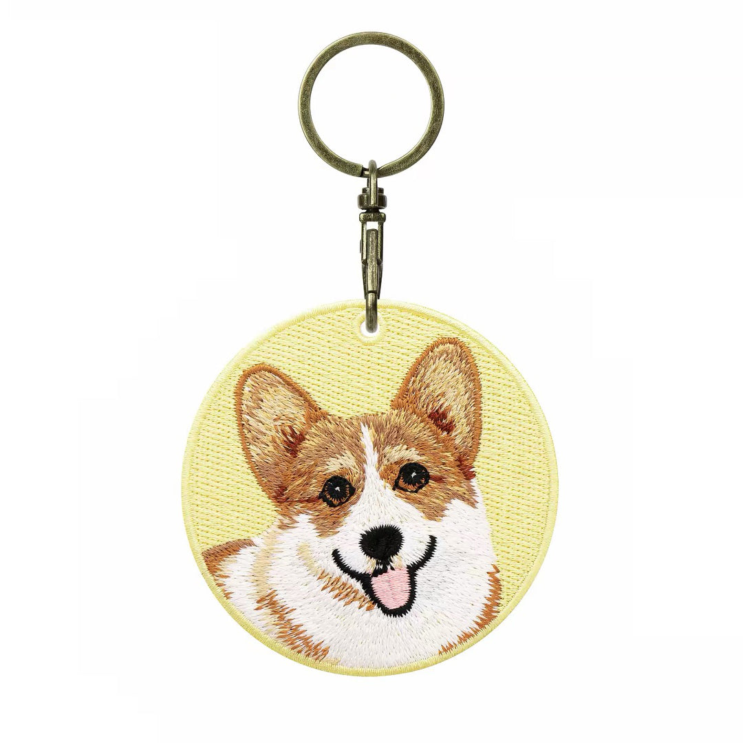 Personalized Custom Embroidered Pet Portrait Keychain