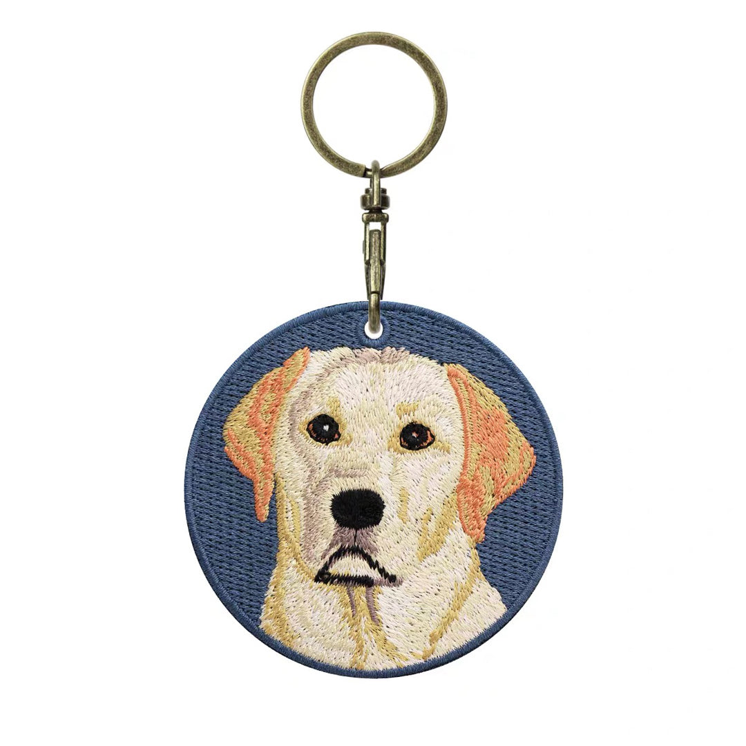 Personalized Custom Embroidered Pet Portrait Keychain