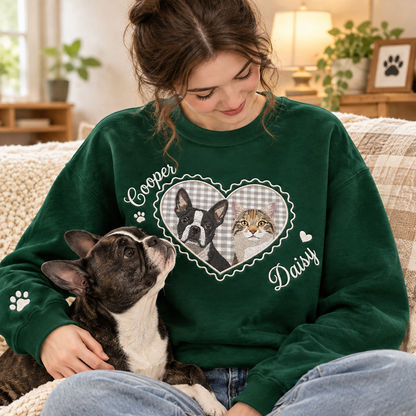 Custom Locket Heart Pet Portrait Sweatshirt
