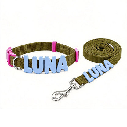 Personalized Letter Pet Leash and Collar Set