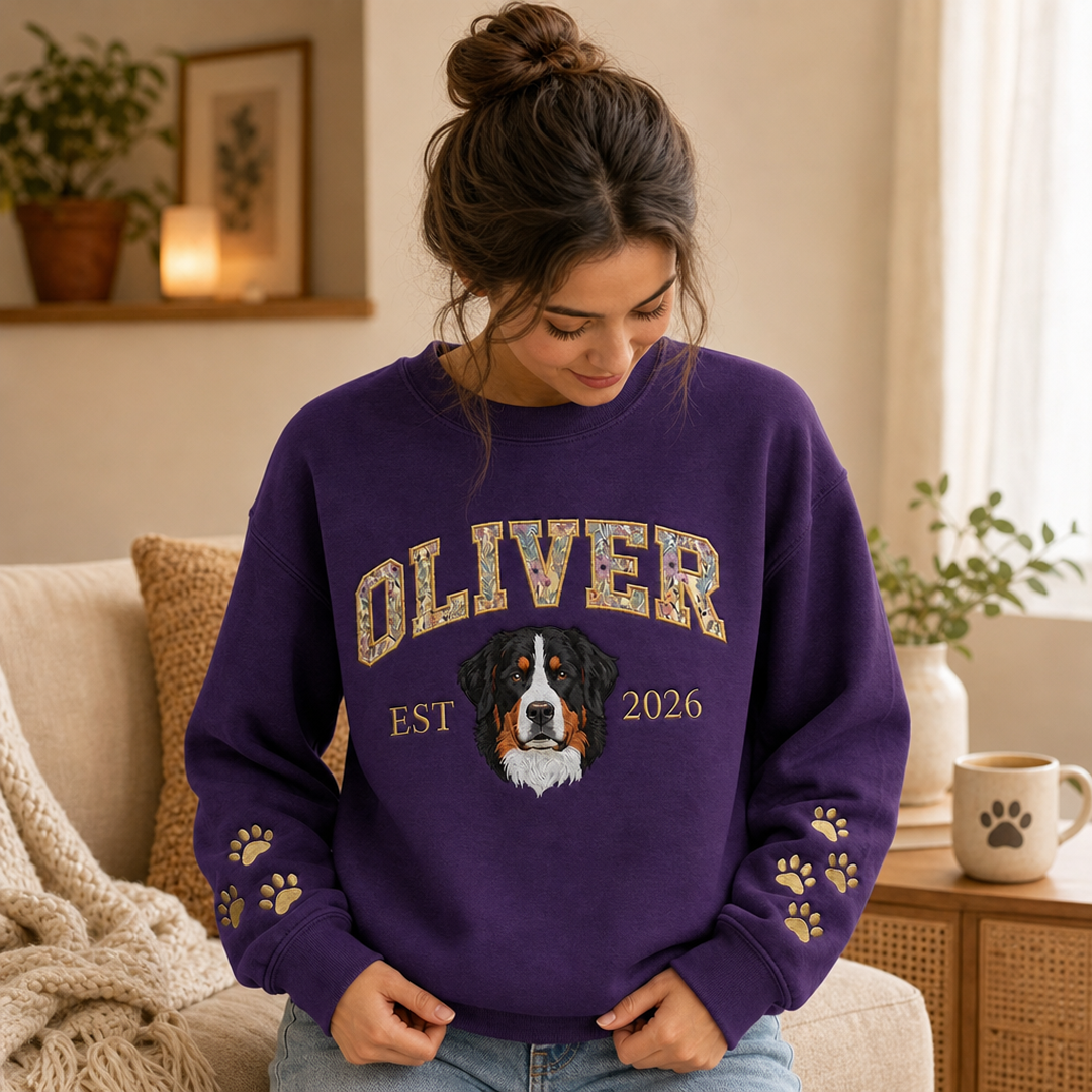 Custom Floral Letter Pet Portrait Sweatshirt