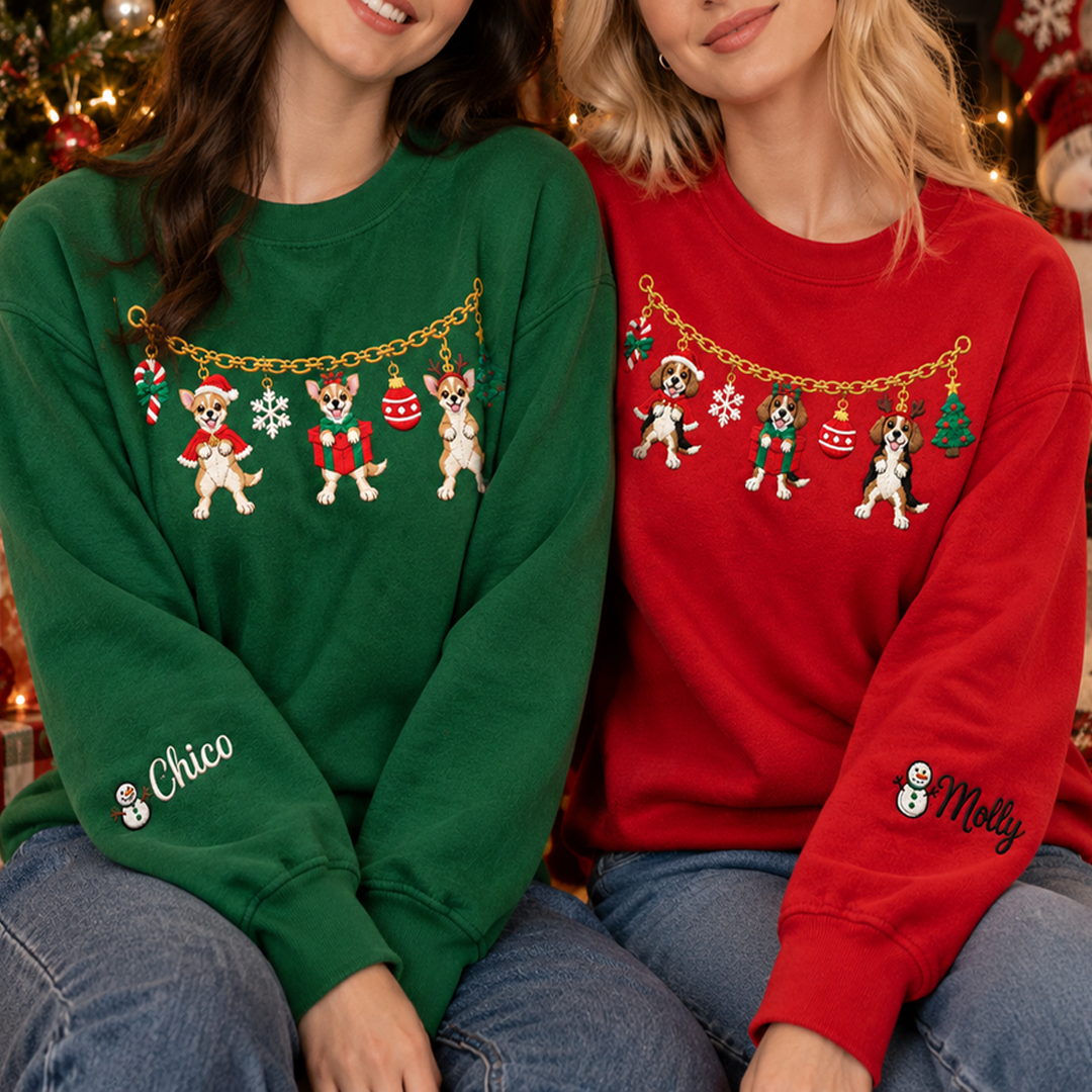 Personalized Dog Garland Christmas Sweatshirt
