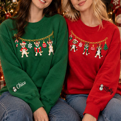 Personalized Dog Garland Christmas Sweatshirt