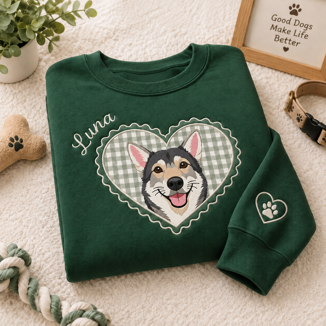 Custom Locket Heart Pet Portrait Sweatshirt