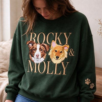 Custom Big Name Pet Portrait Sweatshirt with Paw Sleeve