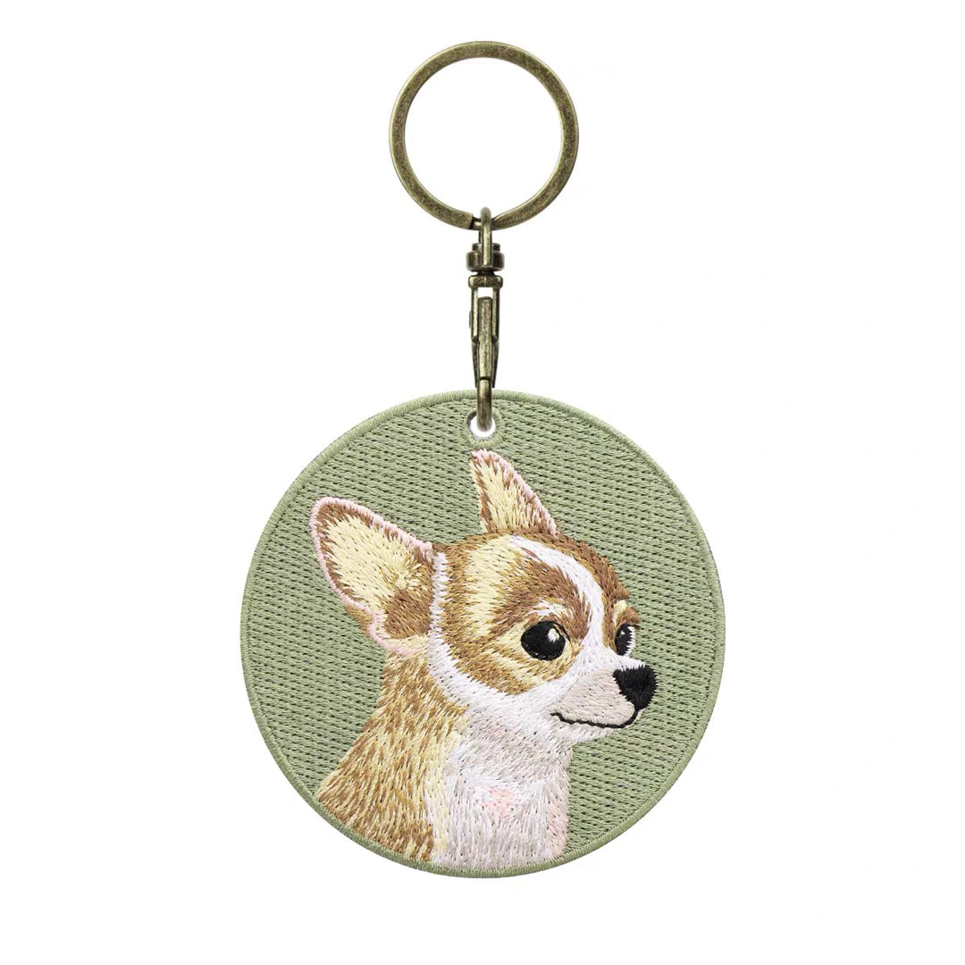 Personalized Custom Embroidered Pet Portrait Keychain