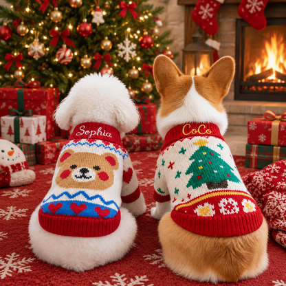Personalized Holiday Knit Pet Sweater